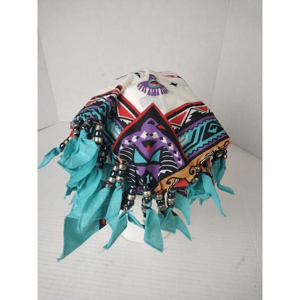Y2K Wamcraft Beaded Bandana  Southwestern Aztec Western Vintage 80s Made In USA